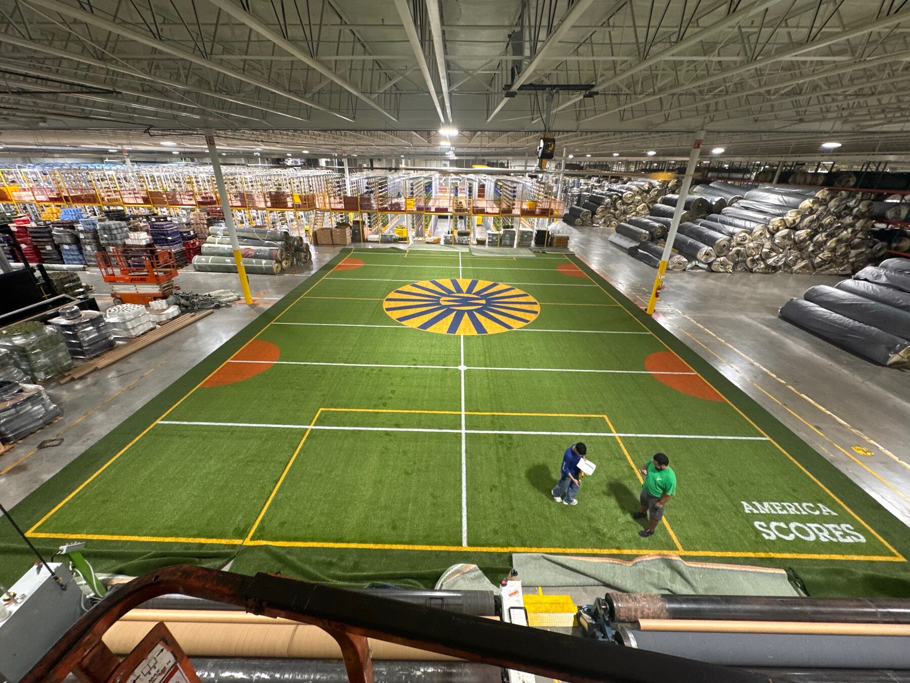 A custom Pivot soccer field installed over school blacktop
